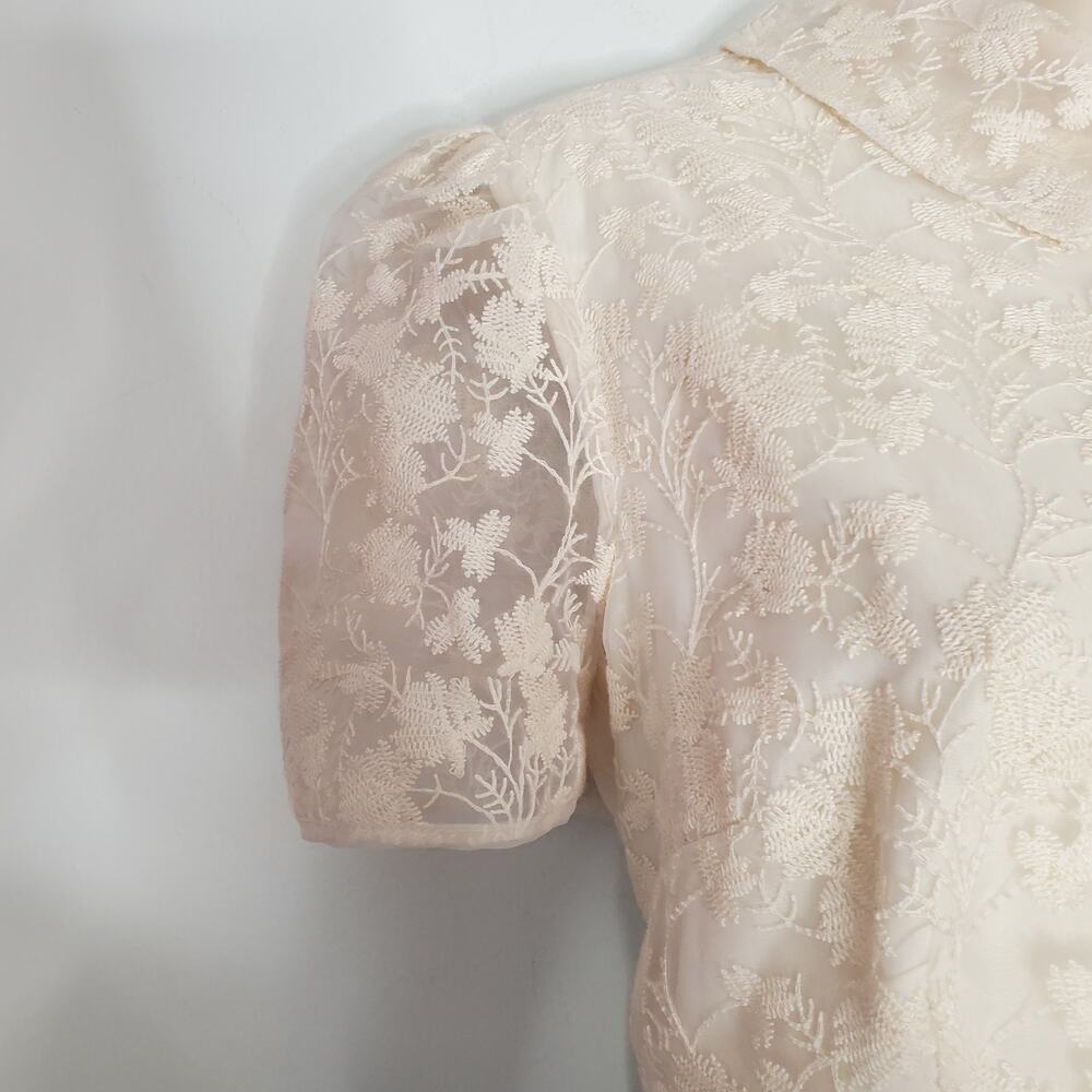 Gal Meets Glam Amelia Embroidered Fit & Flare Dress Cream Ivory Wedding Size 8 - Picture 6 of 9